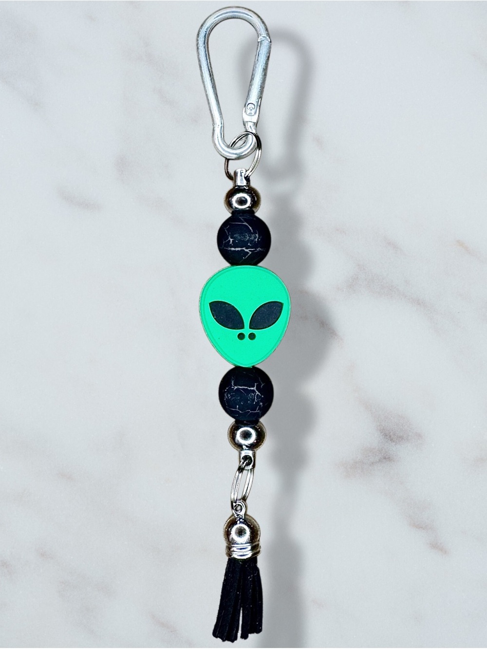 Alien Beaded Bag Charm Keychain with Tassel